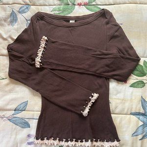 Kavio Teen Girls Brown/Beige Long Sleeve 100% Combed Cotton Size: L